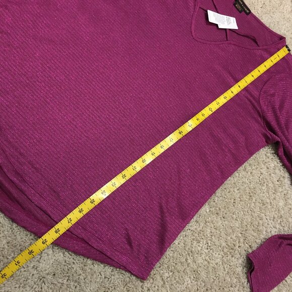 NWT Love & Legend Sparkly Cross Collar Dark Pink Fashion Top - Picture 14 of 15